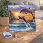 Broderie Diamant - Dauphins au lever du Soleil