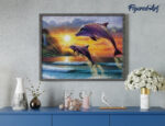 Broderie Diamant - Dauphins au lever du Soleil