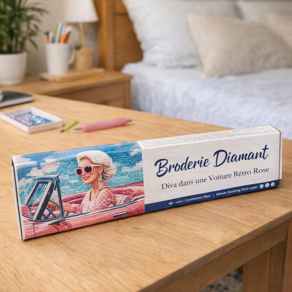 Diva voiture rétro rose