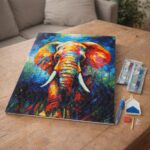 Broderie Diamant - Éléphant Coloré Abstrait