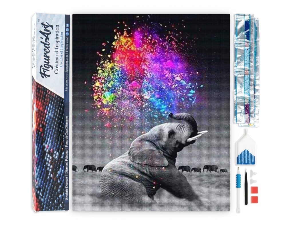 Broderie Diamant - Eléphant et Couleurs