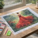 Broderie Diamant - Femme à la Robe rouge