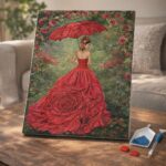 Broderie Diamant - Femme à la Robe rouge