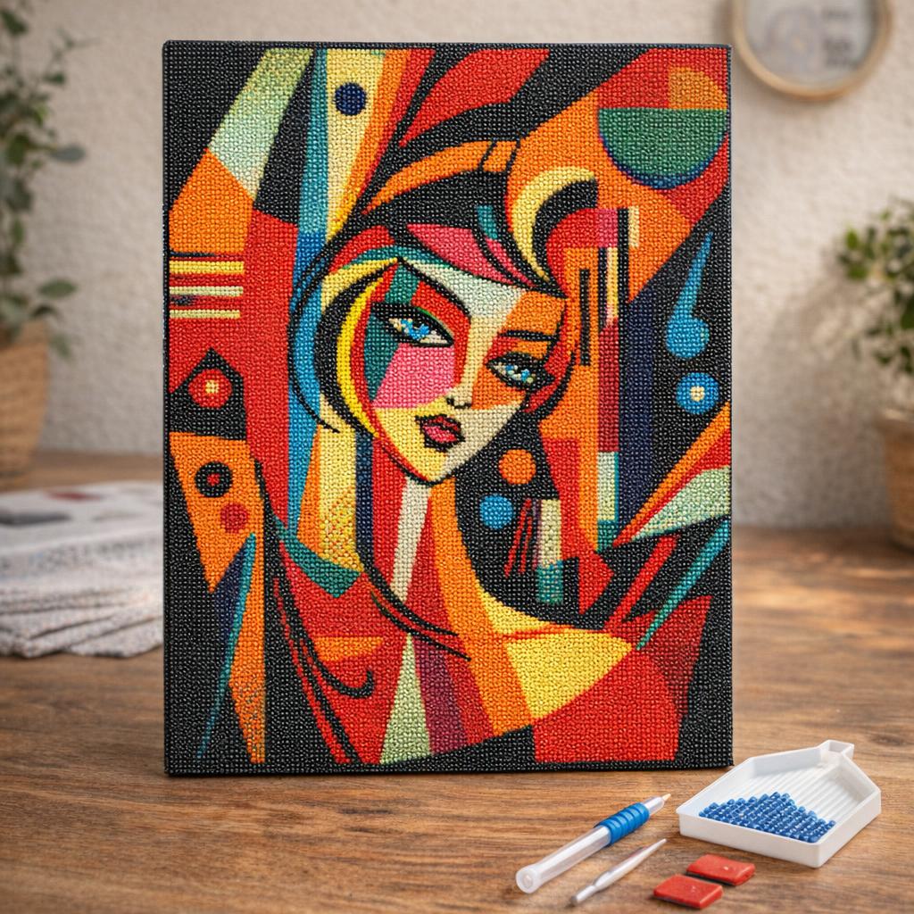 Broderie Diamant - Femme abstraite style Picasso