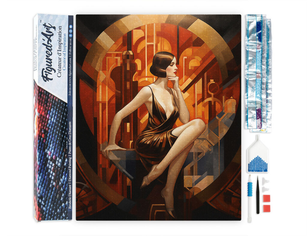 Broderie Diamant - Femme assise Art Déco