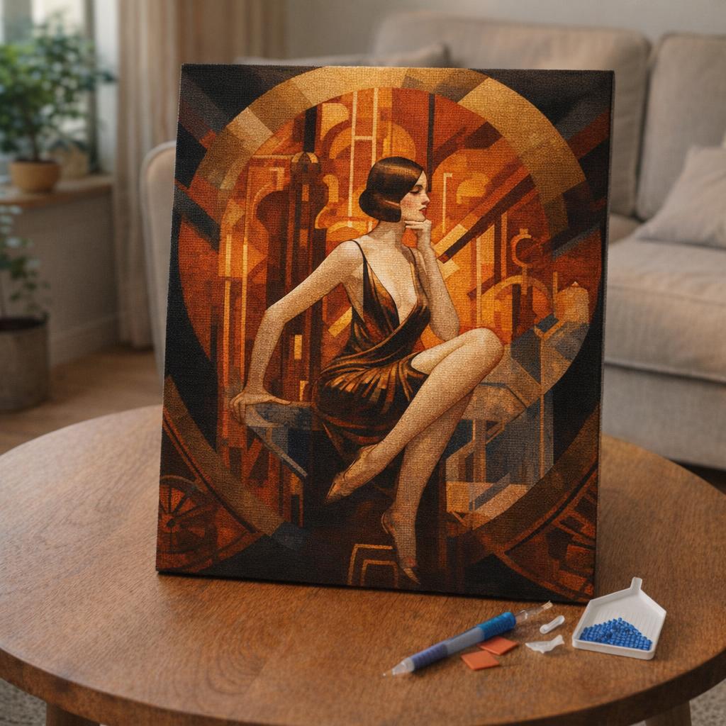 Broderie Diamant - Femme assise Art Déco