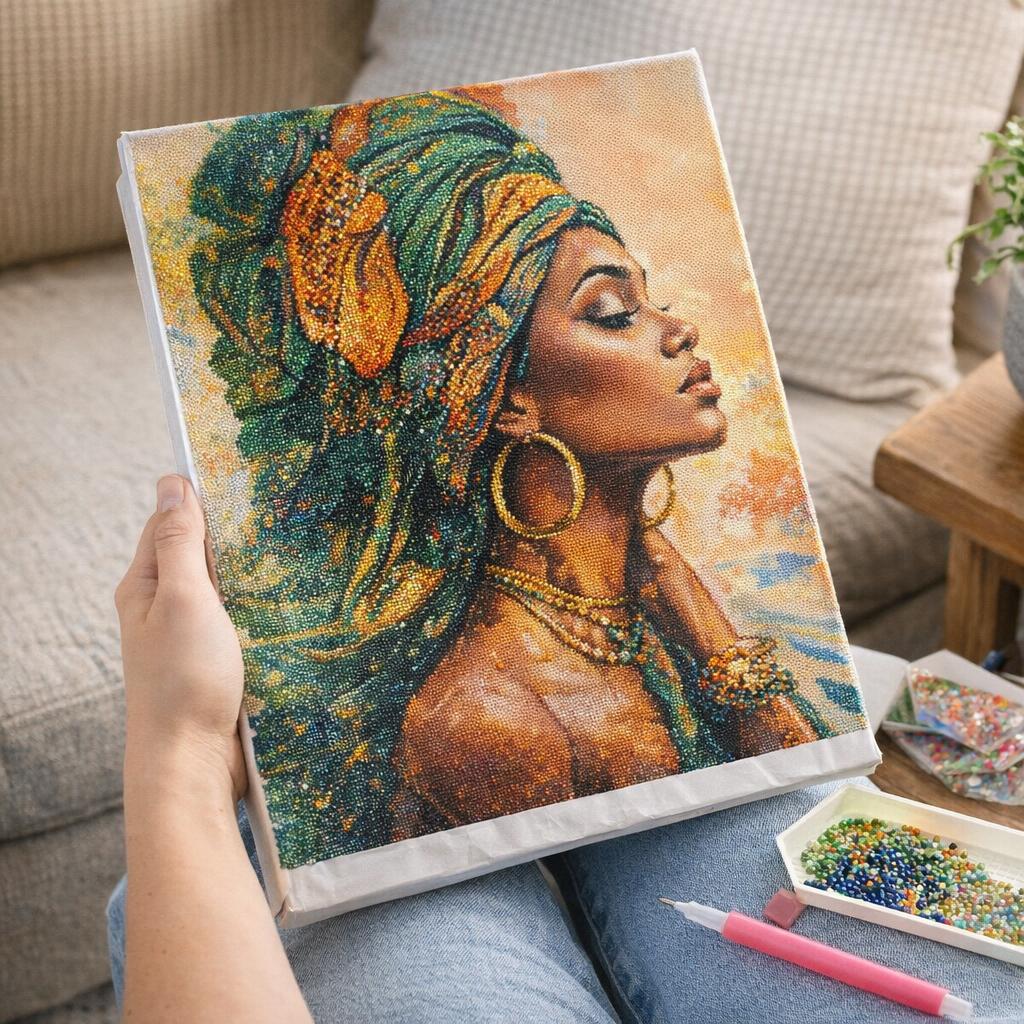 Broderie Diamant - Femme au turban africain