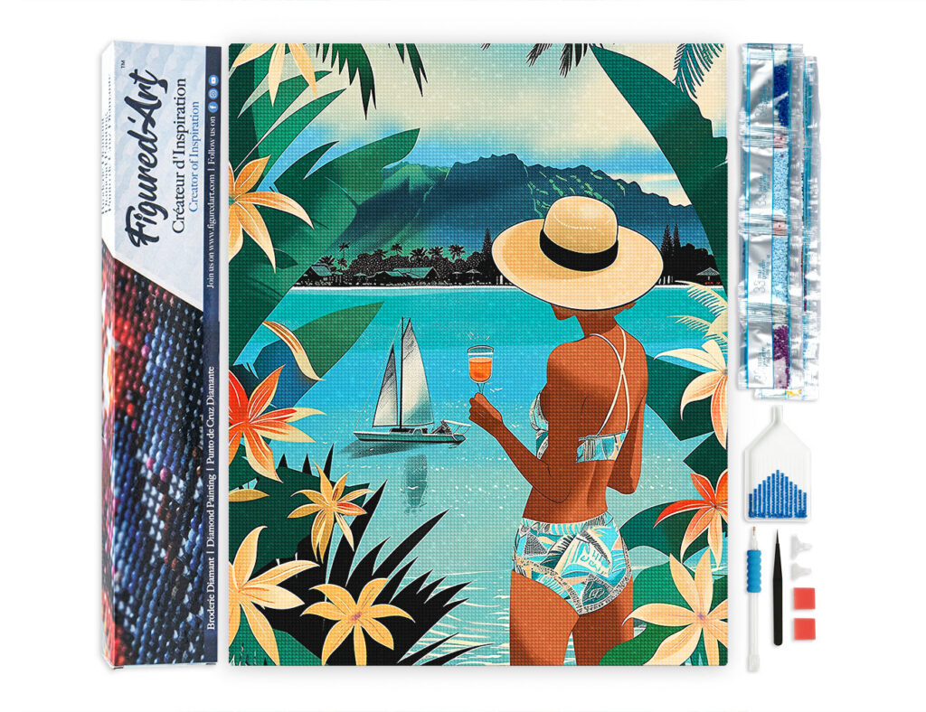 Broderie Diamant - Femme et océan