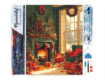 Broderie Diamant - Feu de Cheminée à Noël