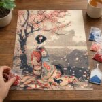 Broderie Diamant - Geisha Vintage sous les Cerisiers en Fleurs