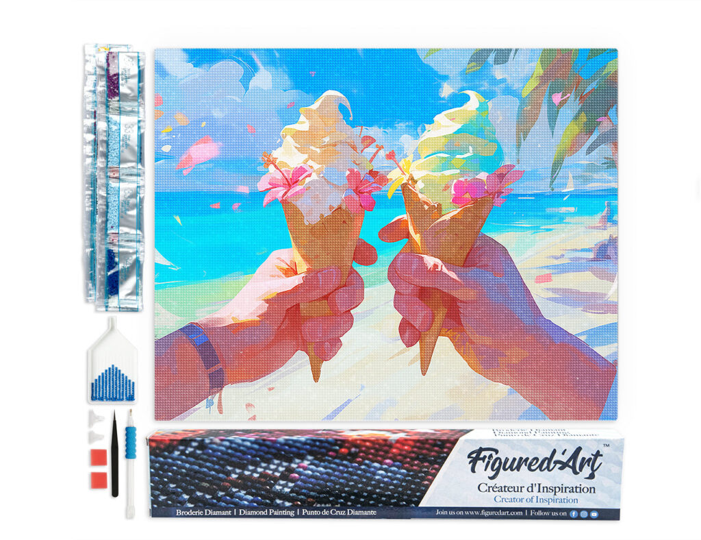 Broderie Diamant - Glace en bord de mer