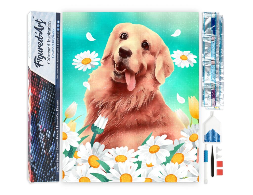 Broderie Diamant - Golden Retriever