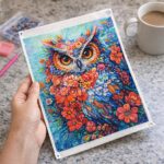 Broderie Diamant - Hibou coloré en fleurs