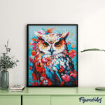 Broderie Diamant - Hibou coloré en fleurs