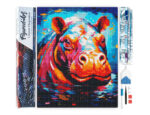 Broderie Diamant - Hippopotame Coloré Abstrait