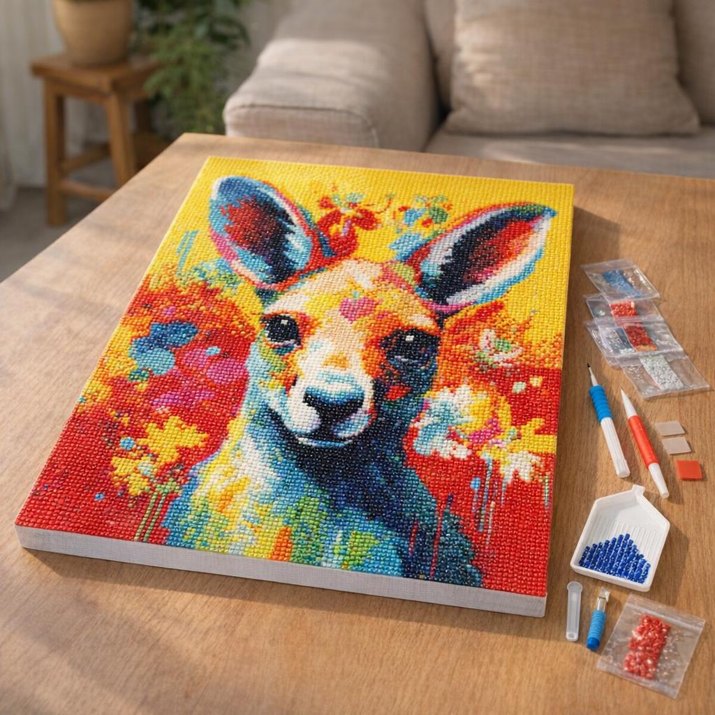 Broderie Diamant - Kangourou Coloré Abstrait