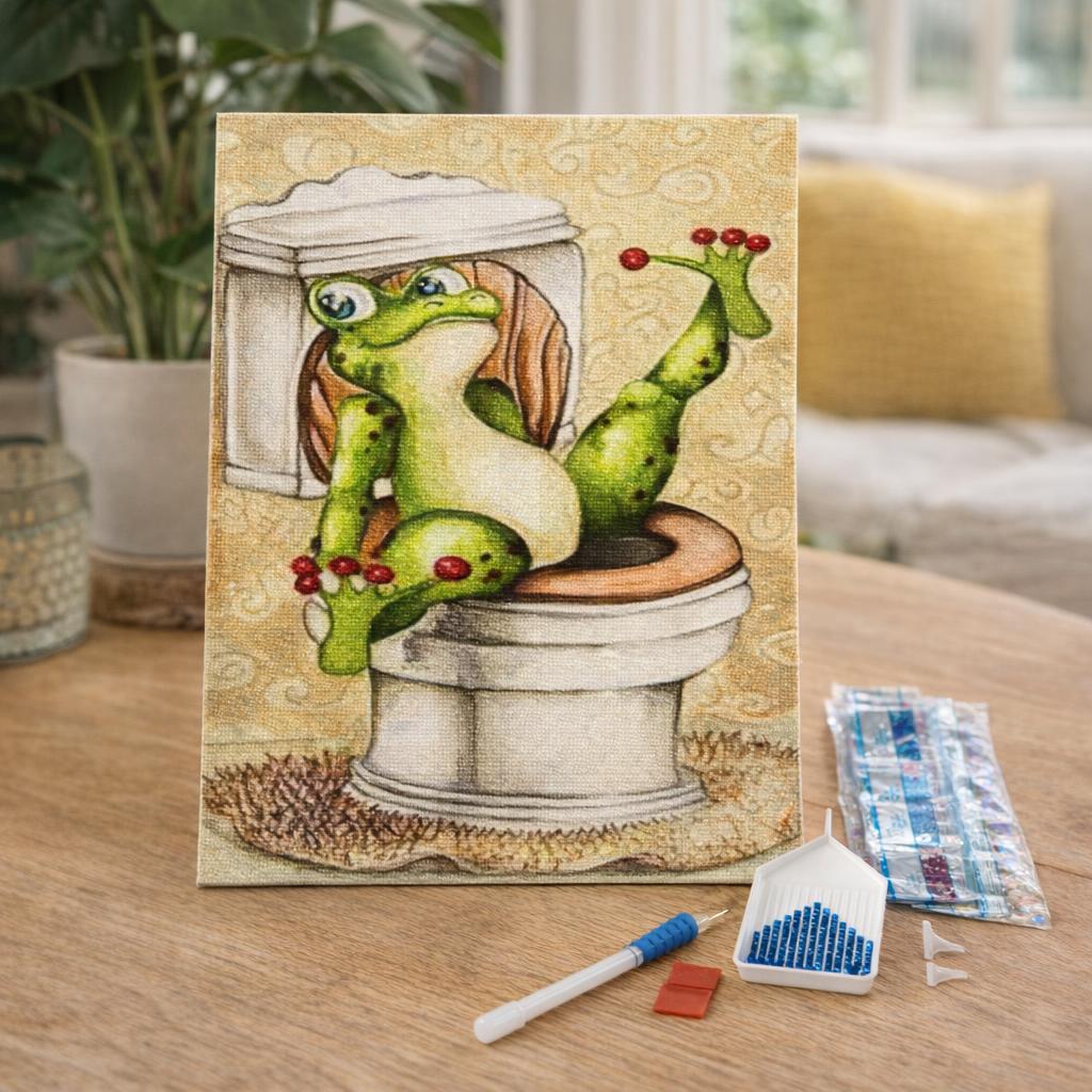 Broderie Diamant - La Grenouille aux Toilettes