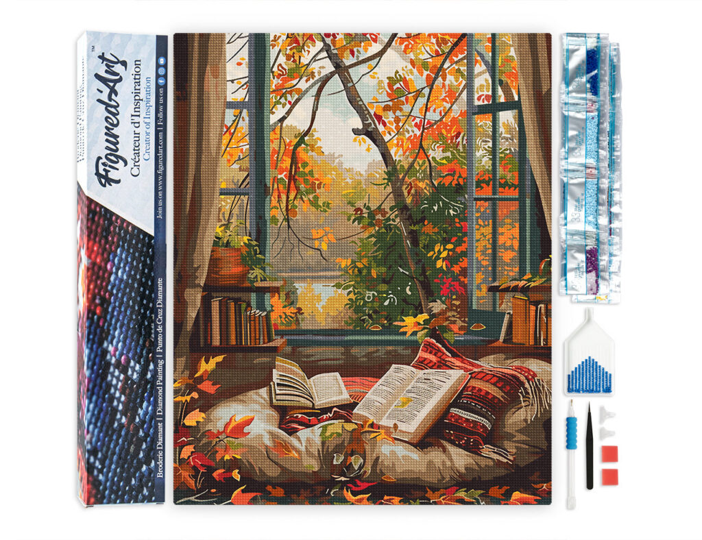 Broderie Diamant - Lecture cosy en Automne