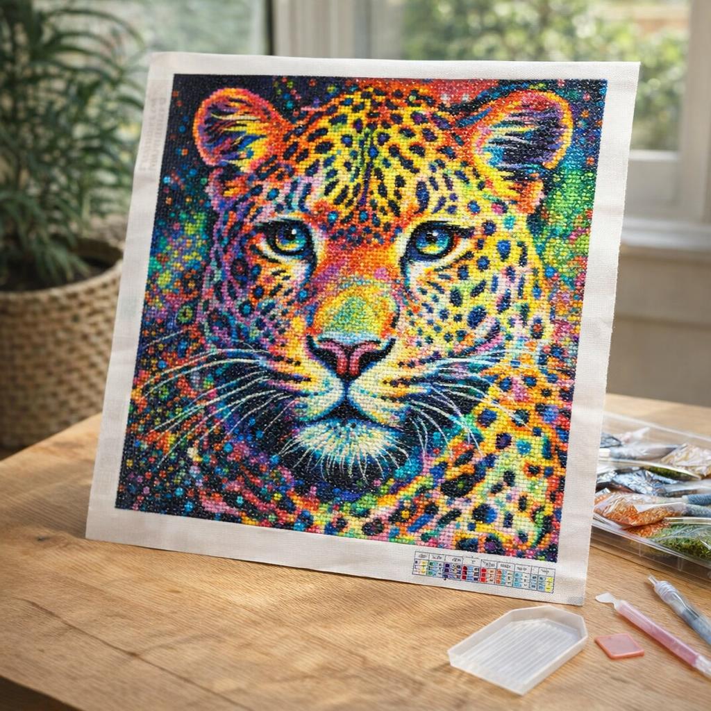 Léopard coloré broderie diamant