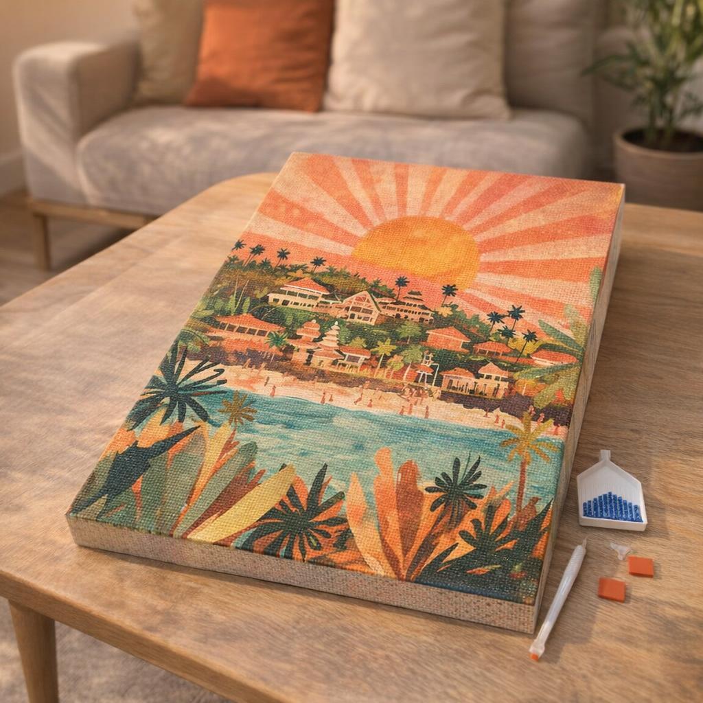 Broderie Diamant - Lever de soleil à Bali