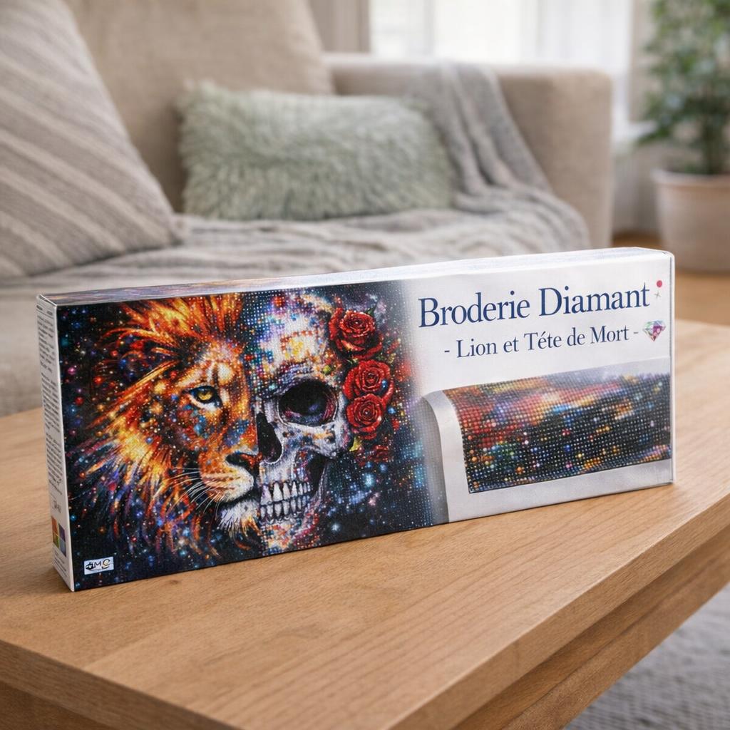 Broderie Diamant - Lion et Tête de Mort