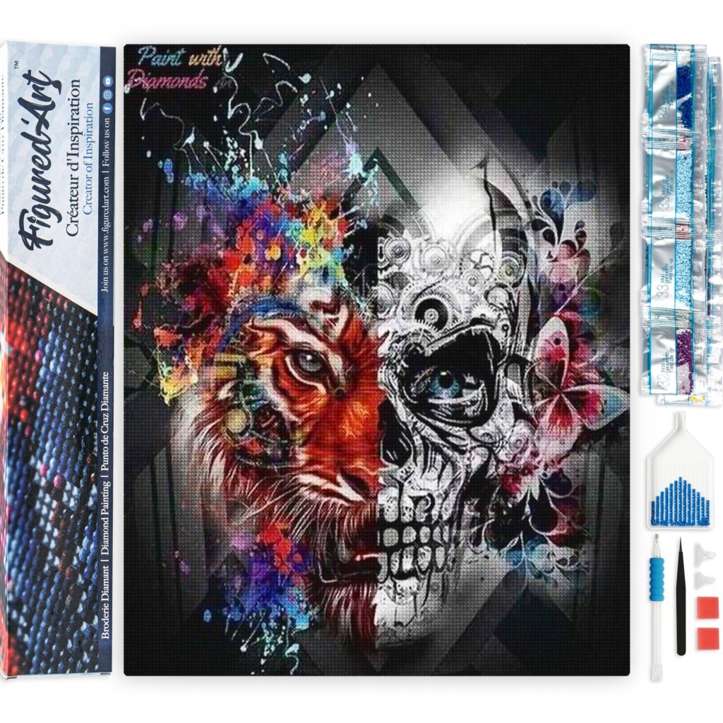 Broderie Diamant - Lion et Tête de Mort