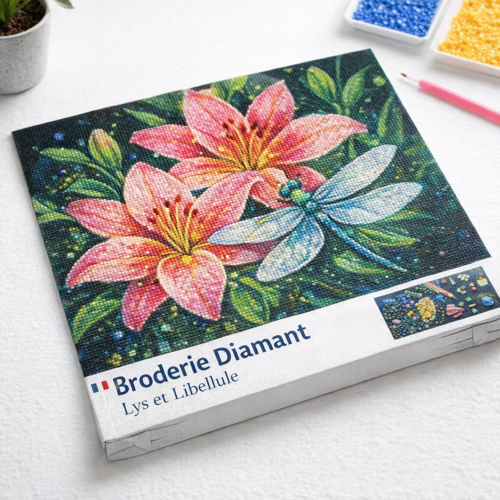 Broderie Diamant - Lys et Libellule