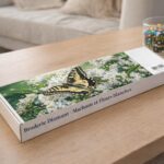 Broderie Diamant - Machaon et Fleurs blanches