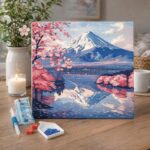 Broderie Diamant - Mont Fuji et Lac aux Cerisiers en Fleurs