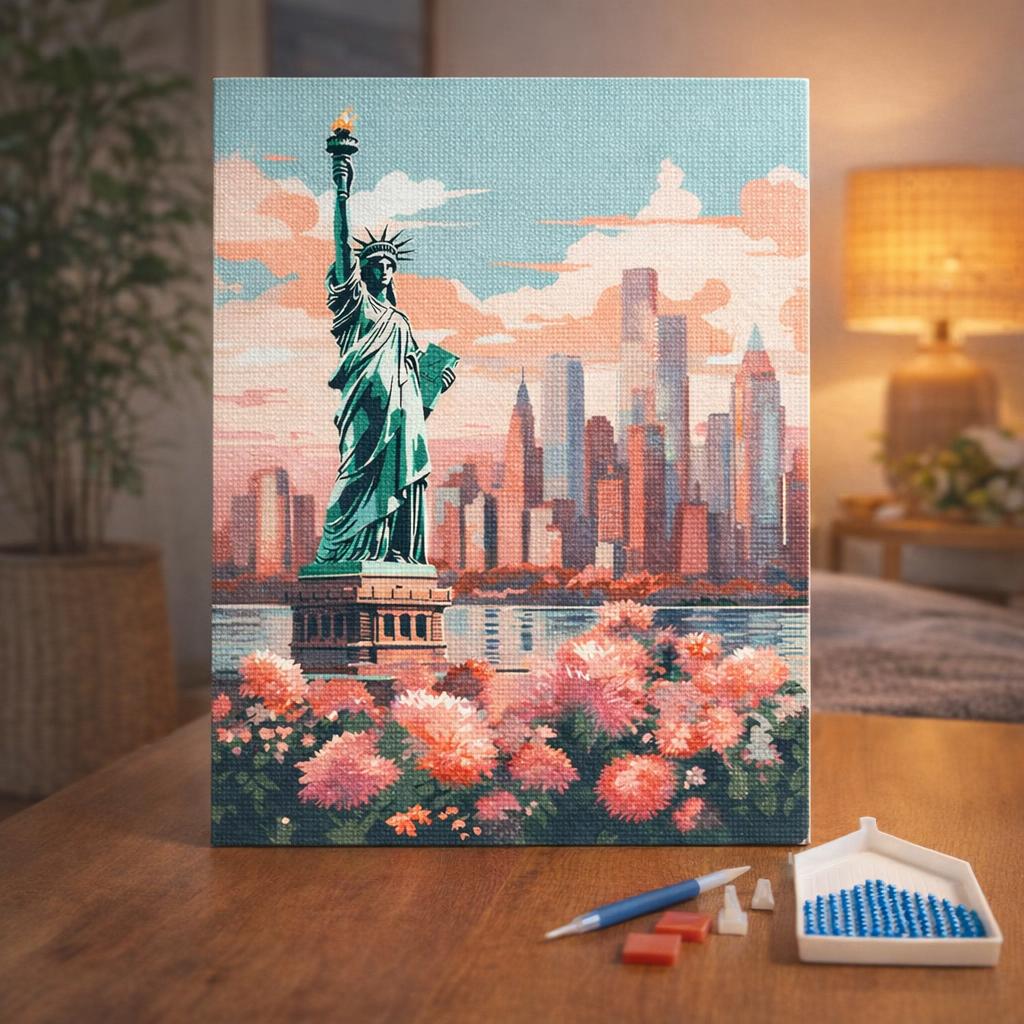 Broderie Diamant - New York en fleurs