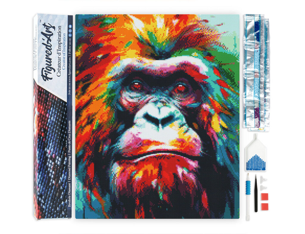 Broderie Diamant - Orang-outan Coloré Abstrait