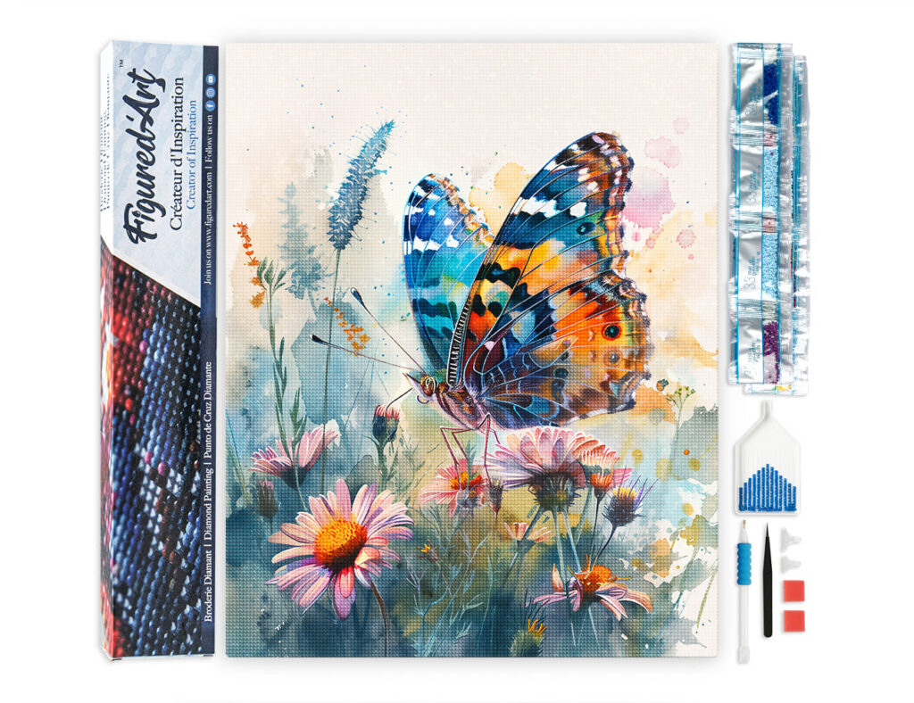 Broderie Diamant - Papillon et Fleurs