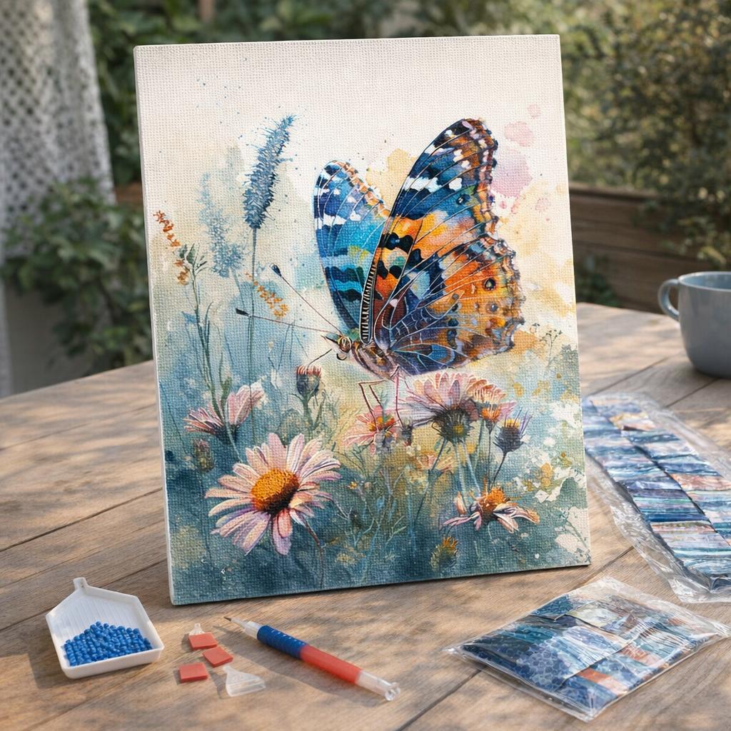 Broderie Diamant - Papillon et Fleurs