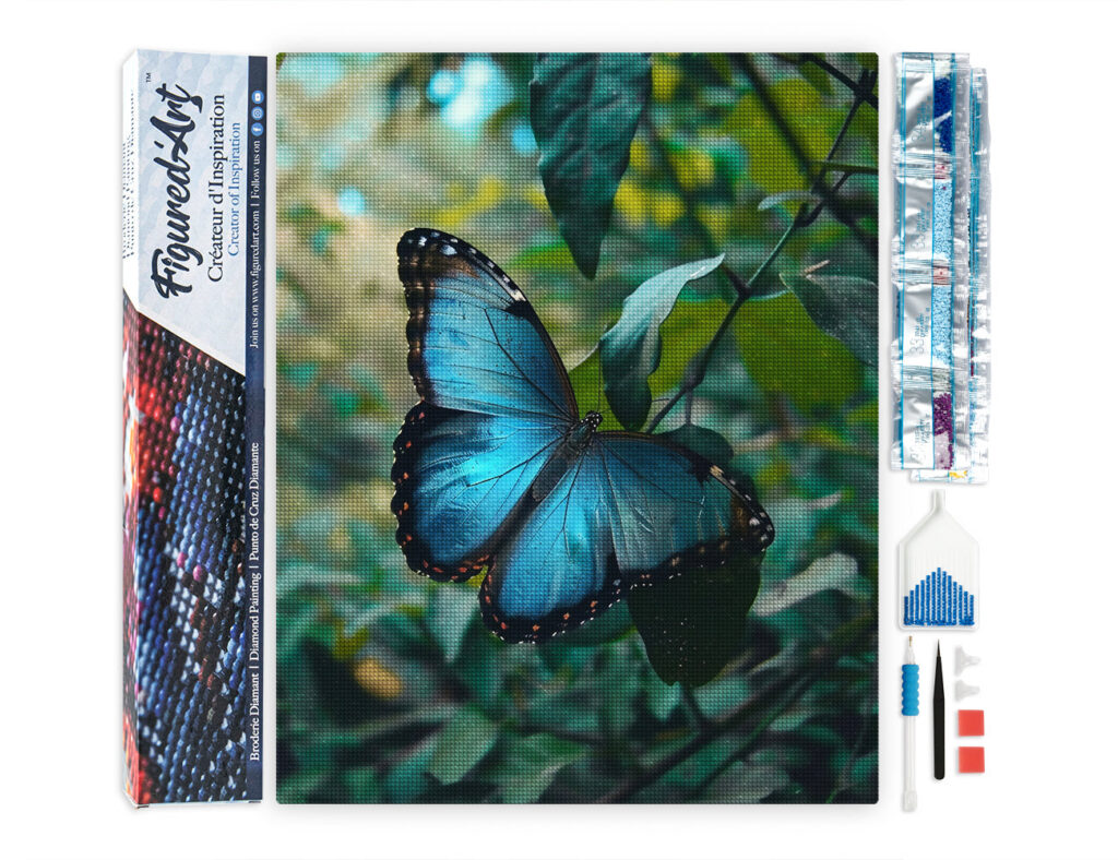 Broderie Diamant - Papillon Morpho Bleu