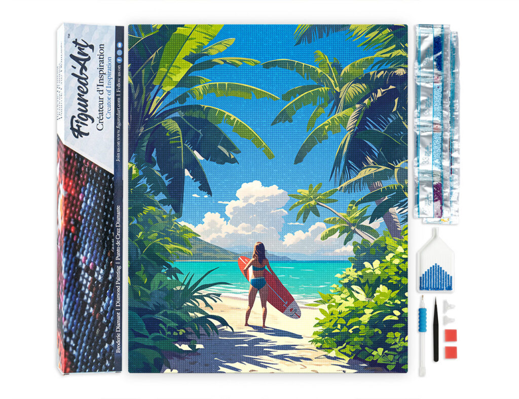 Broderie Diamant - Paradis tropical du surf