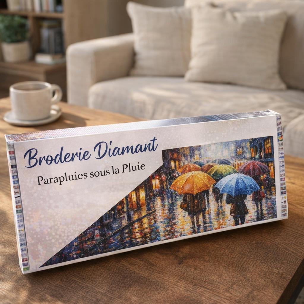 Broderie Diamant - Parapluies sous la Pluie