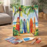 Broderie Diamant - Planche de surf colorées