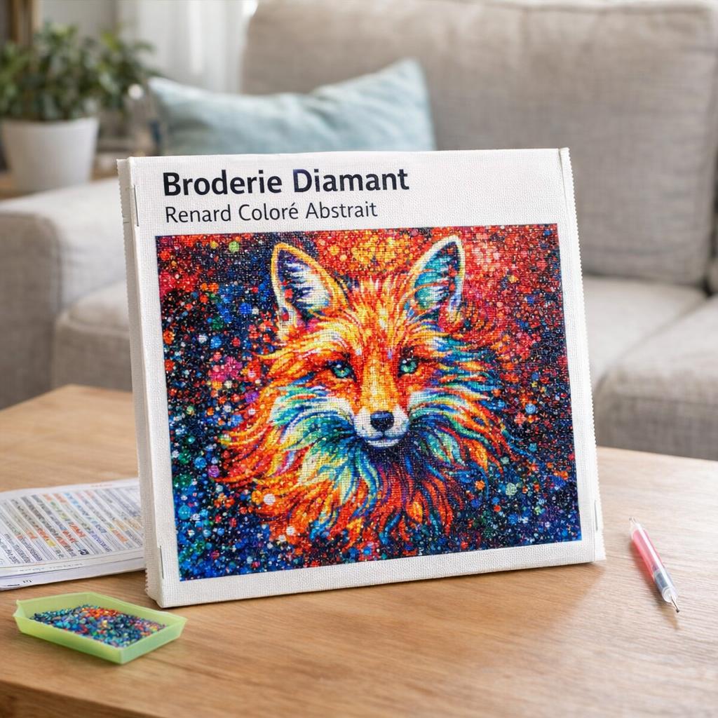 Broderie Diamant - Renard Coloré Abstrait