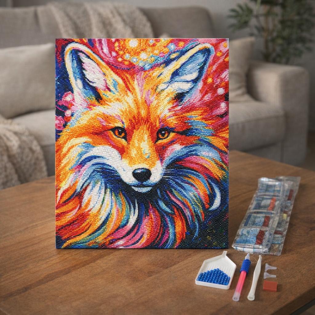Broderie Diamant - Renard Coloré Abstrait