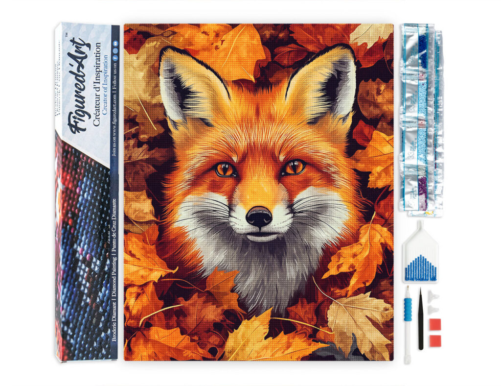 Broderie Diamant - Renard dans les feuilles d'Automne