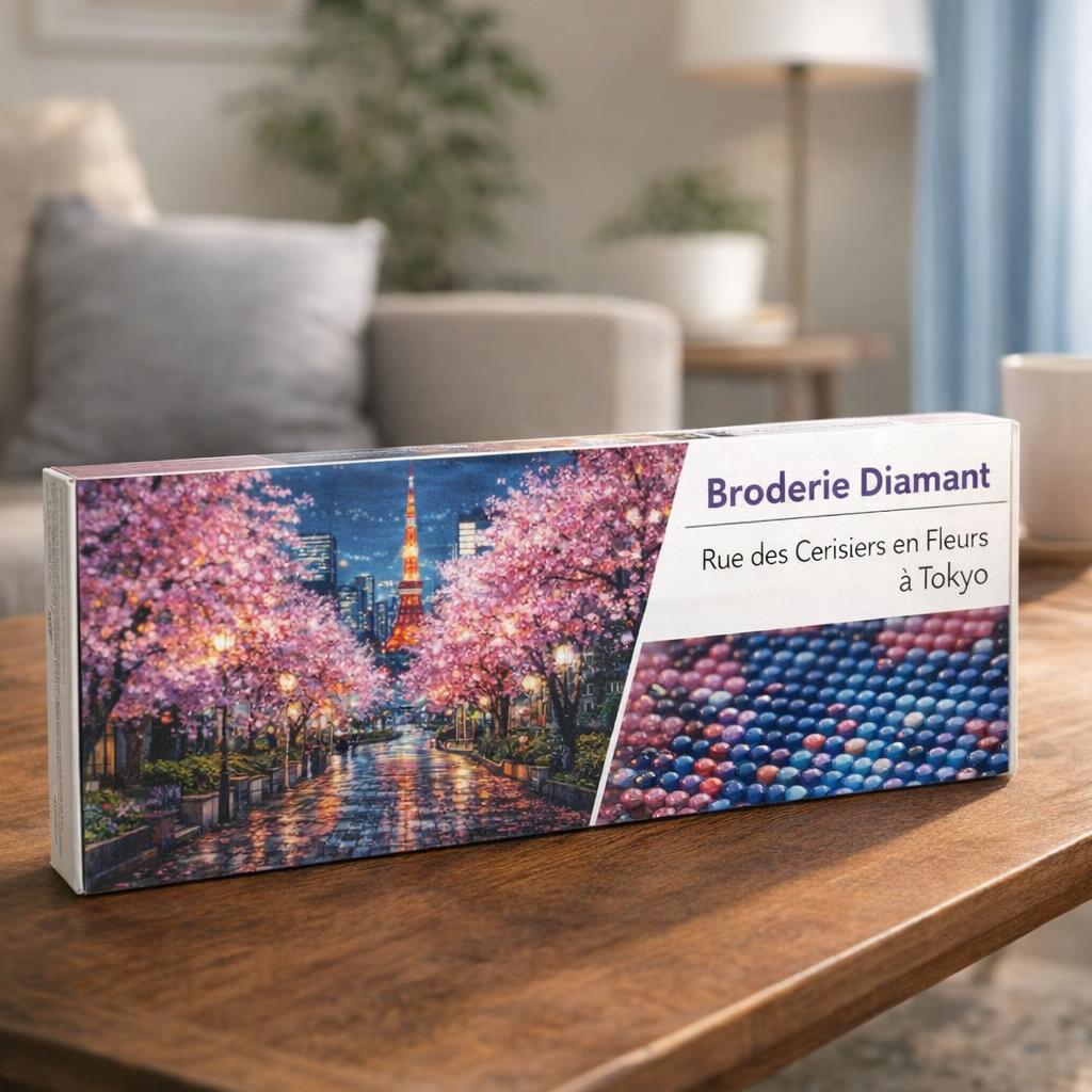 Broderie Diamant - Rue des Cerisiers en Fleurs à Tokyo