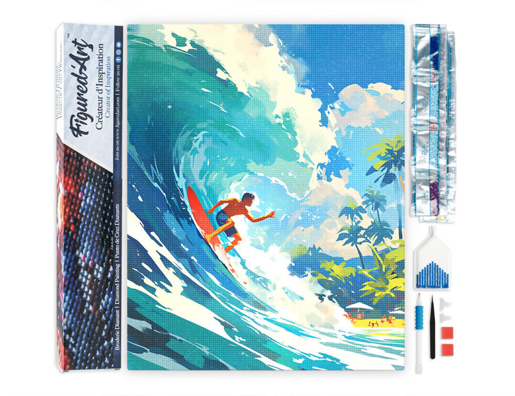 Broderie Diamant - Surf à Hawaï