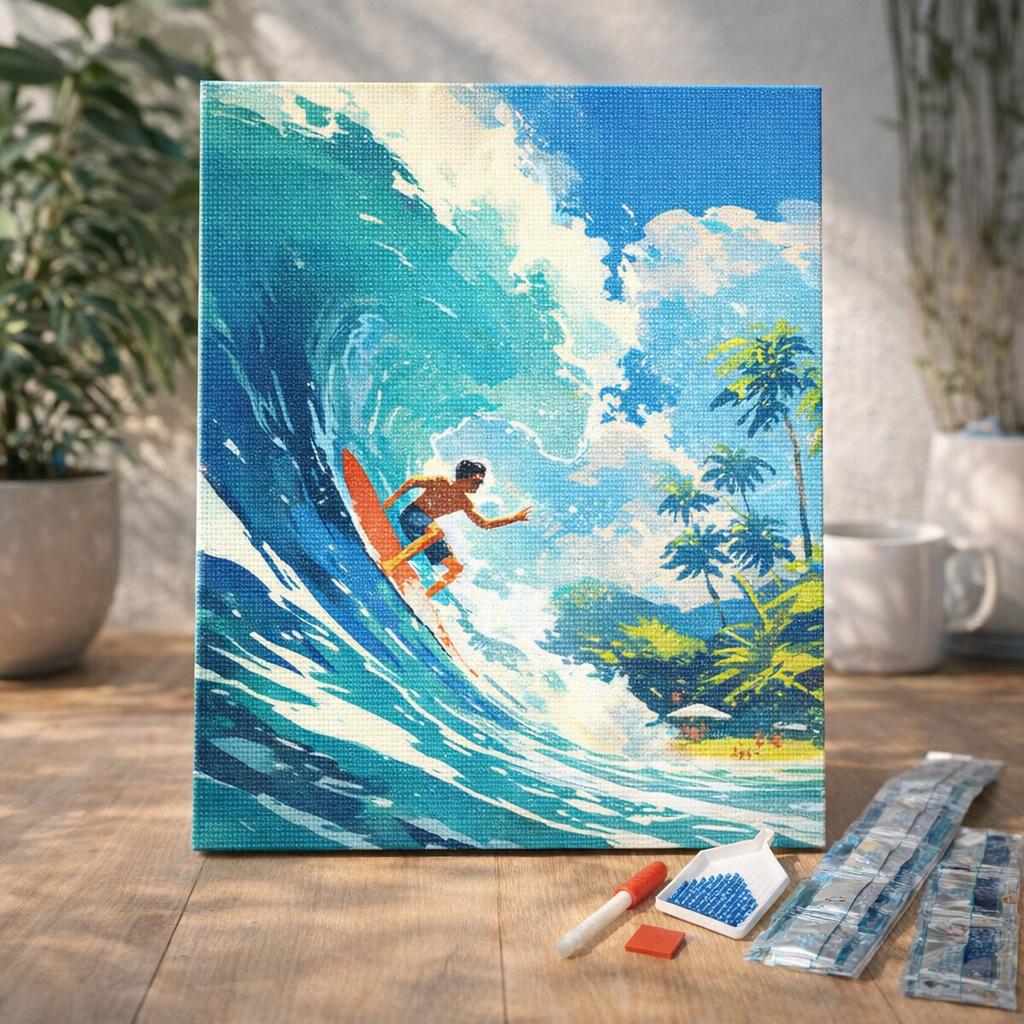 Broderie Diamant - Surf à Hawaï