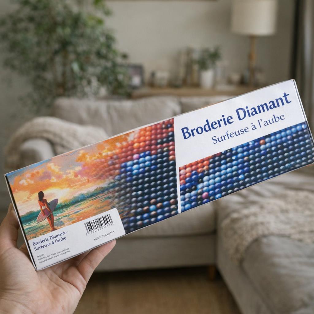 Broderie Diamant - Surfeuse à l'aube