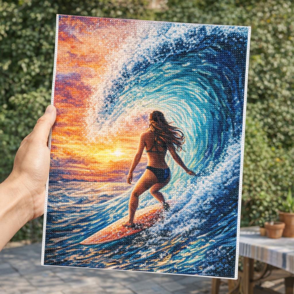 Surfeuse grande vague