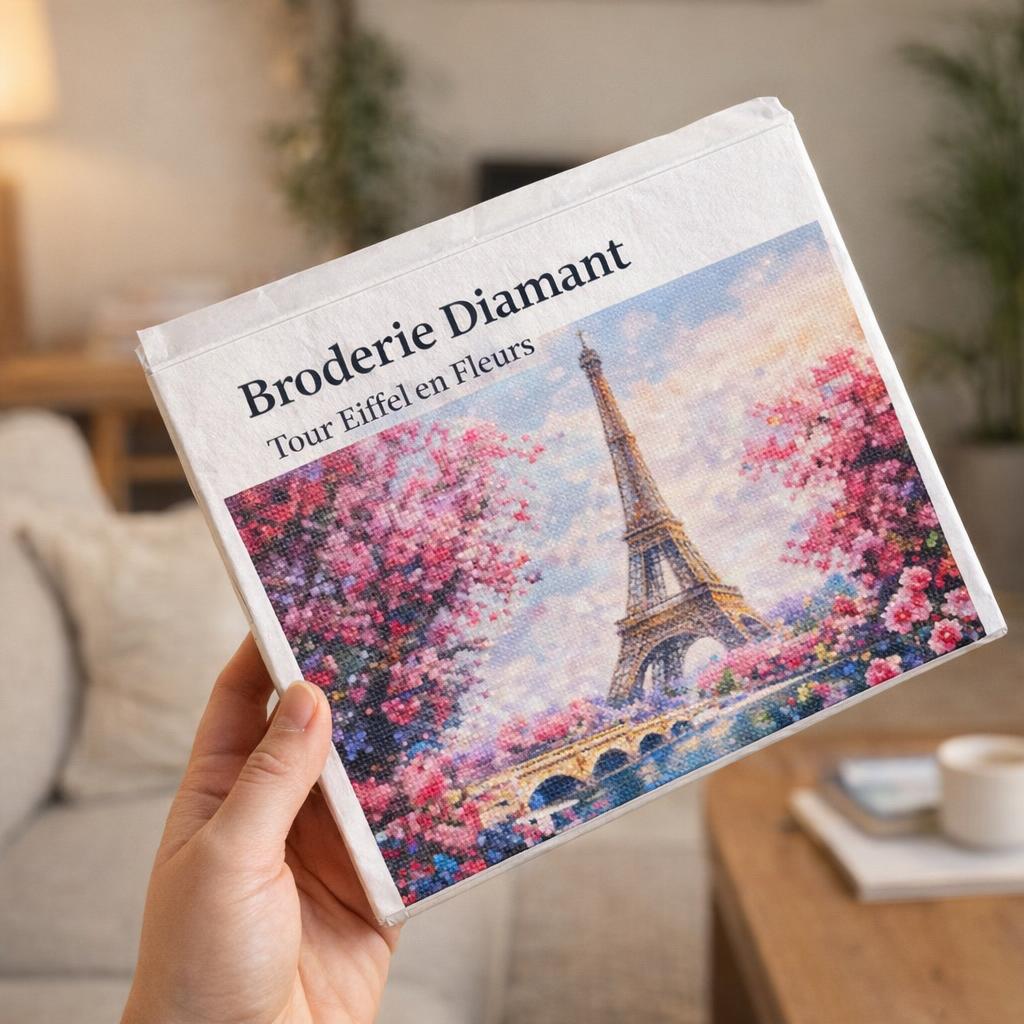 Broderie Diamant - Tour Eiffel en Fleurs
