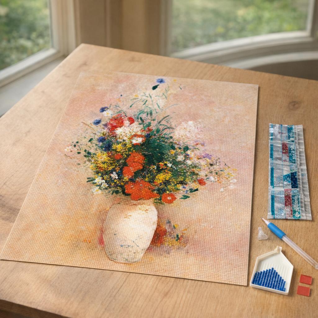 Broderie Diamant - Vase de Fleurs - Odilon Redon