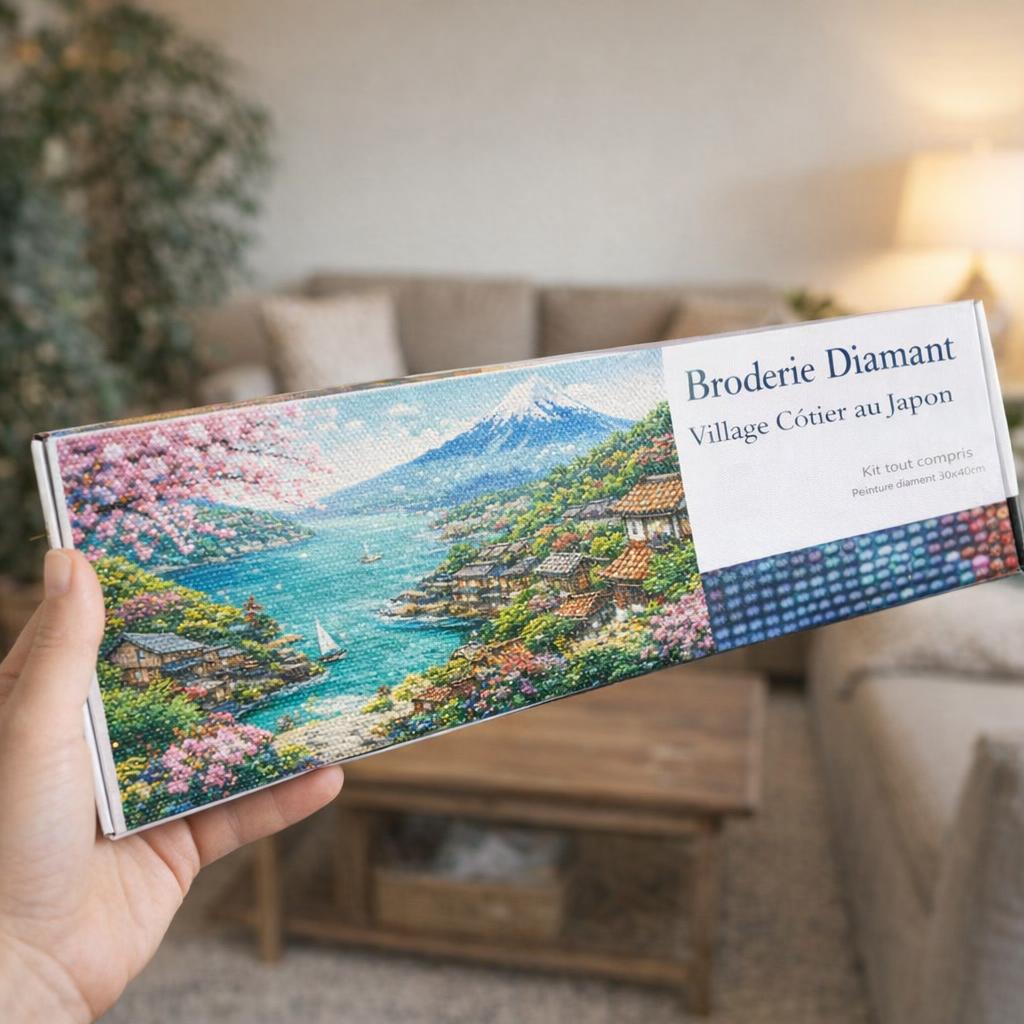 Broderie Diamant - Village Côtier au Japon
