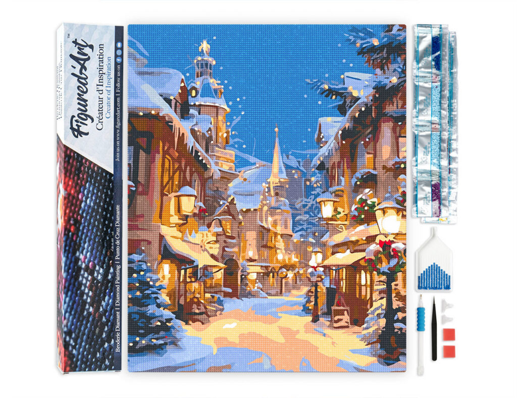 Broderie Diamant - Village Illuminé de Noël