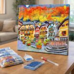 Broderie Diamant - Village Suisse coloré